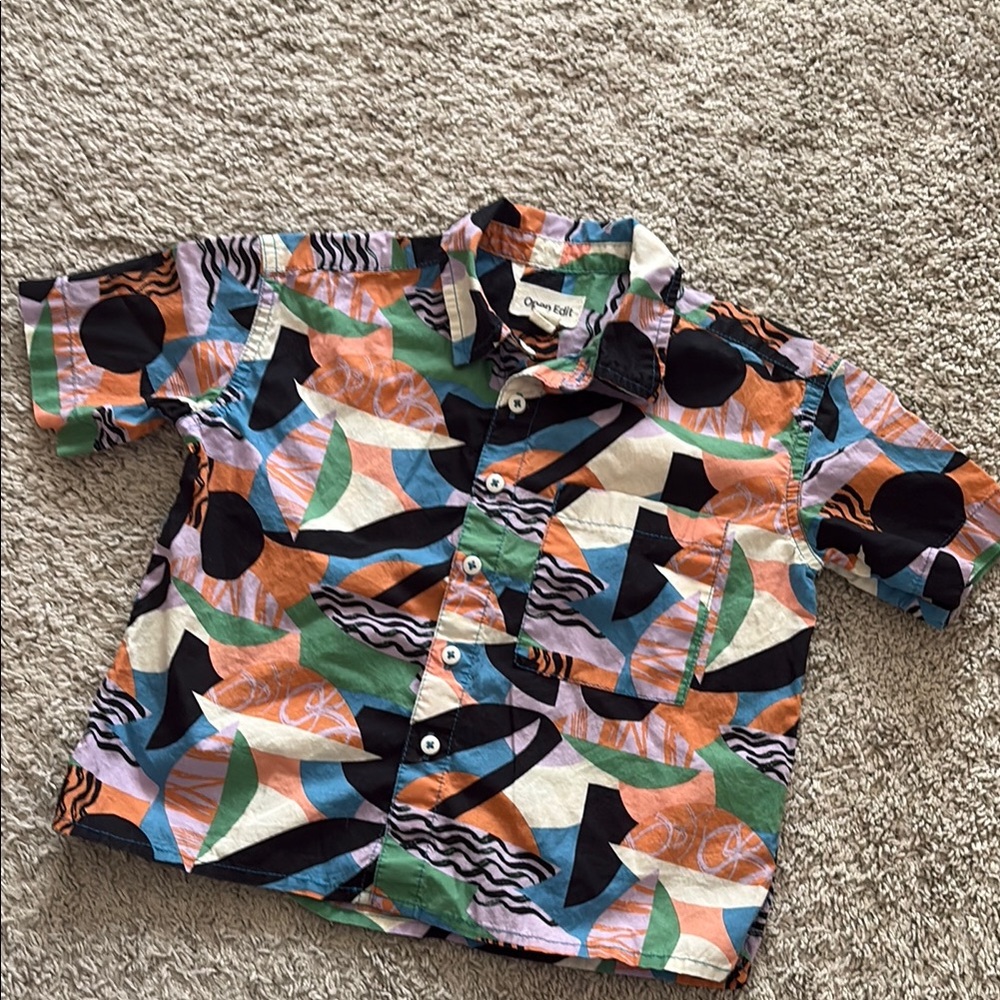 Contemporary Black and Orange Button Down Shirt